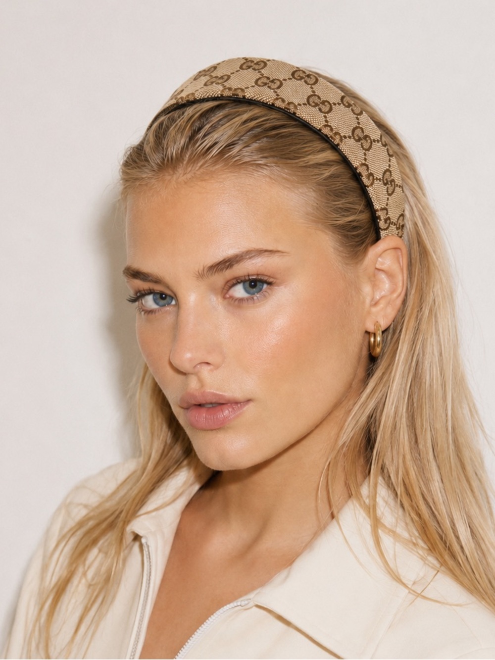 Vintage Gucci Beige Monogram logo Headband